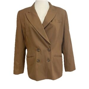 Embassy Row Petites Blazer Size 12P Pure Wool Lined Camel Tan Academia 4 Button